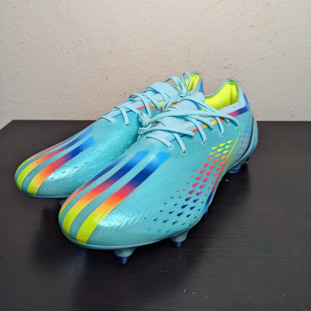 Mens Sizes Adidas X Speedportal.1 SG soccer cleats GW8442 Clear Aqua/Red/Blue